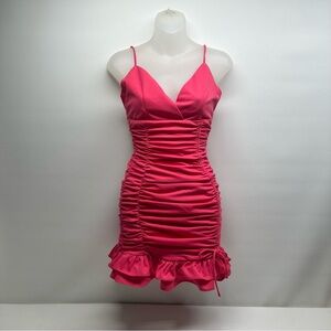 Angel Biba Elegant hot Pink Ruched mini dress Dress size Small NWT